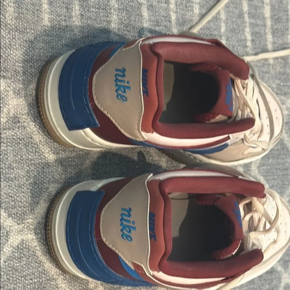 Nike Air Force 1 Athletic Shoes - White, Blue, Red